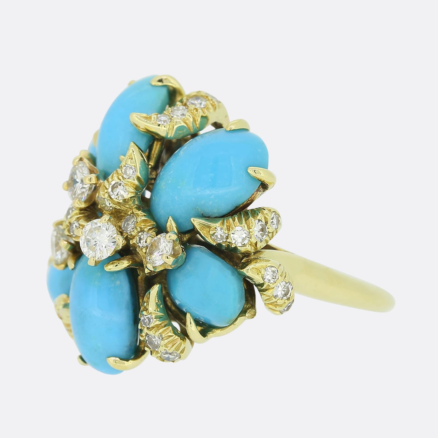 Julius Cohen Turquoise and Diamond Cluster Ring