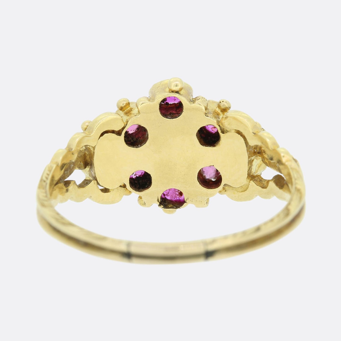 Victorian Burmese Ruby and Pearl Cluster Ring