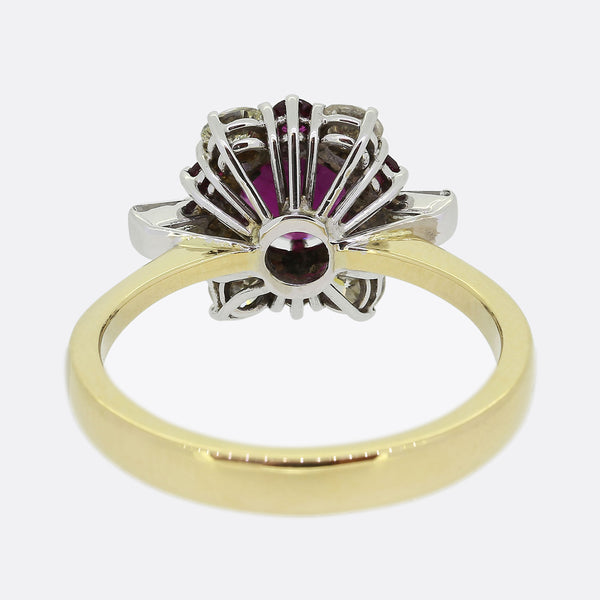 Vintage Ruby and Diamond Cluster Ring