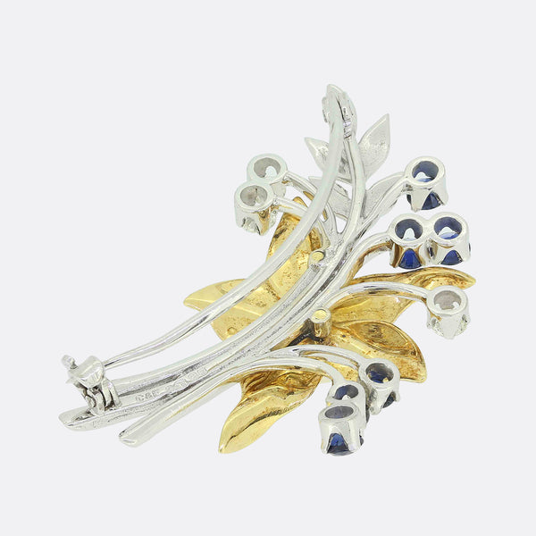 Cropp & Farr Sapphire, Pearl and Diamond Floral Brooch