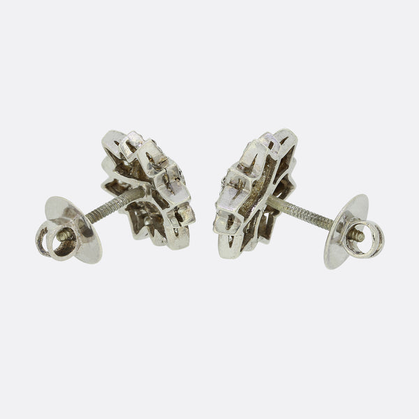 Vintage 1.14 Carat Diamond Cluster Earrings