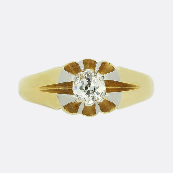 Art Deco 0.50 Carat Old Cut Diamond Gypsy Ring