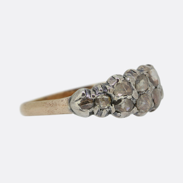 Georgian Rose Cut Diamond Two Row Ring