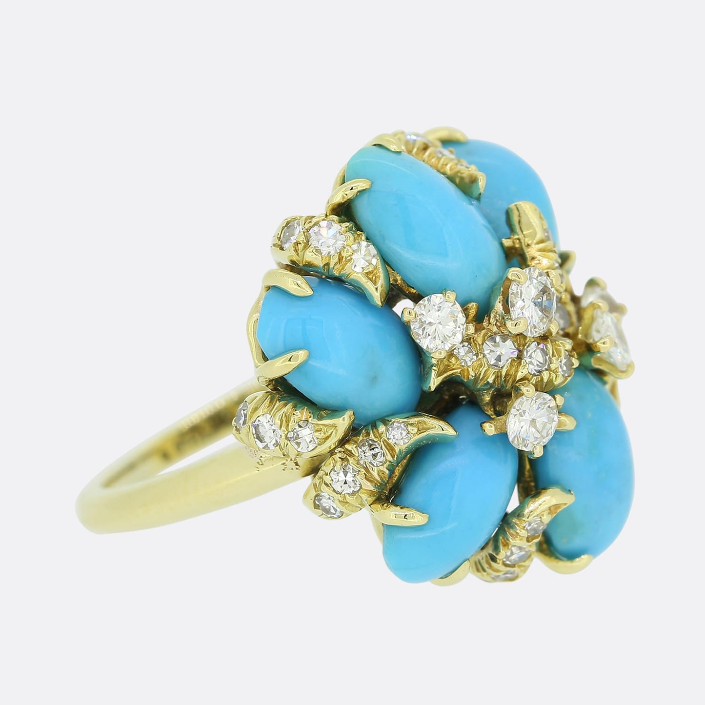 Julius Cohen Turquoise and Diamond Cluster Ring