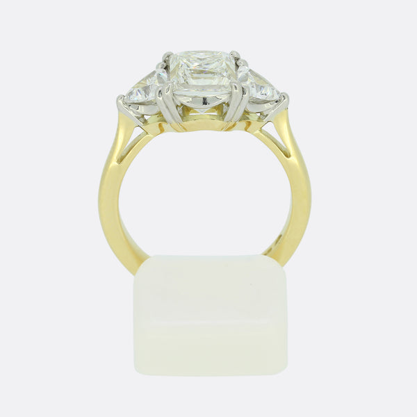 2.40 Carat Princess and Trillion Cut Diamond Three Stone Ring