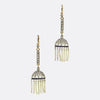 Art Deco Pearl, Diamond and Sapphire Tassel Drop Earrings