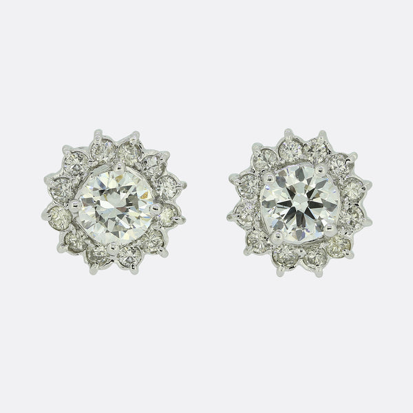1.00 Carat Diamond Cluster Earrings