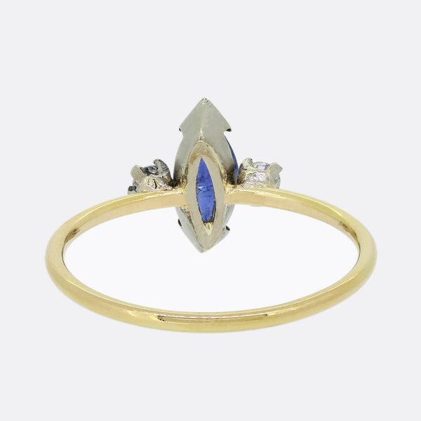 Victorian Sapphire and Diamond Three Stone Ring