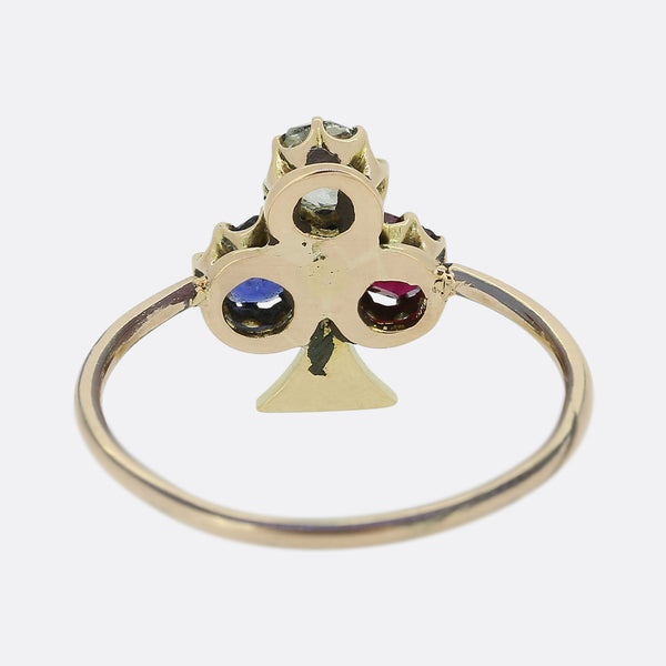 Victorian Gem Set Clover Ring