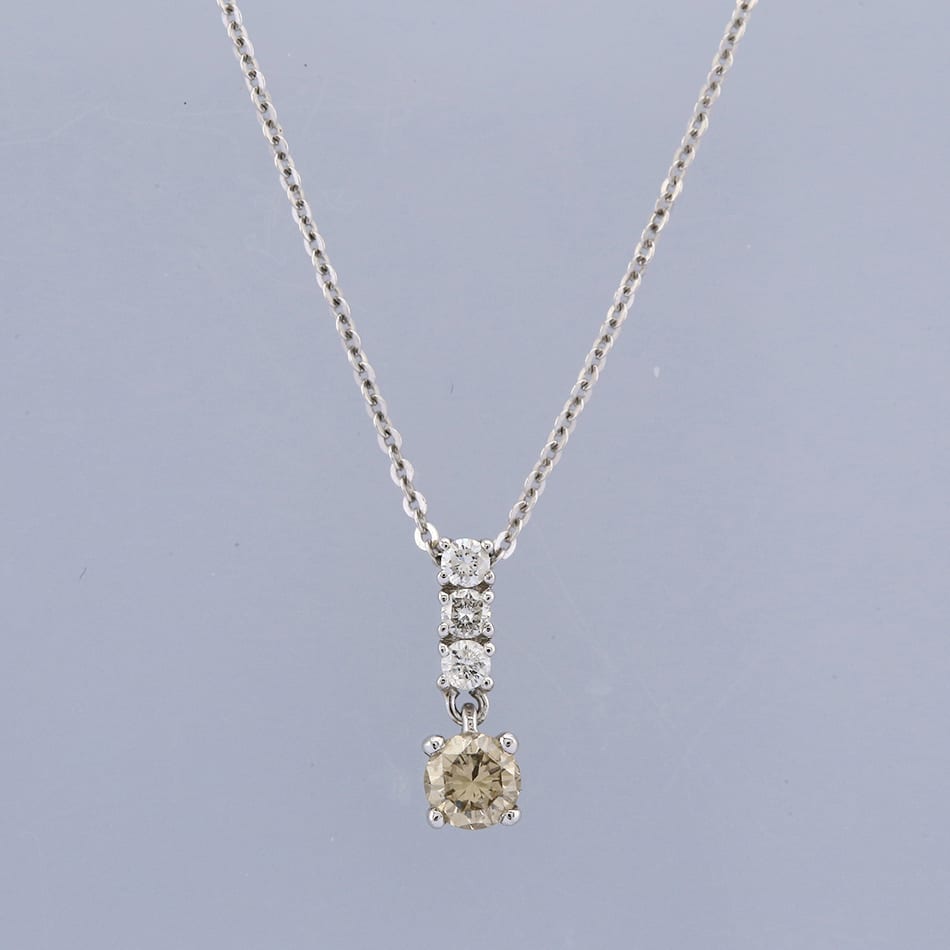 Champagne Diamond Drop Pendant Necklace
