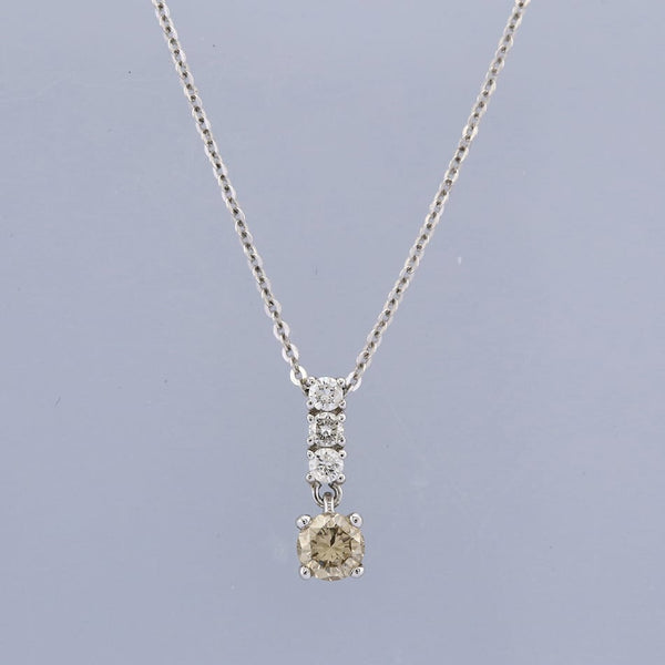 Champagne Diamond Drop Pendant Necklace