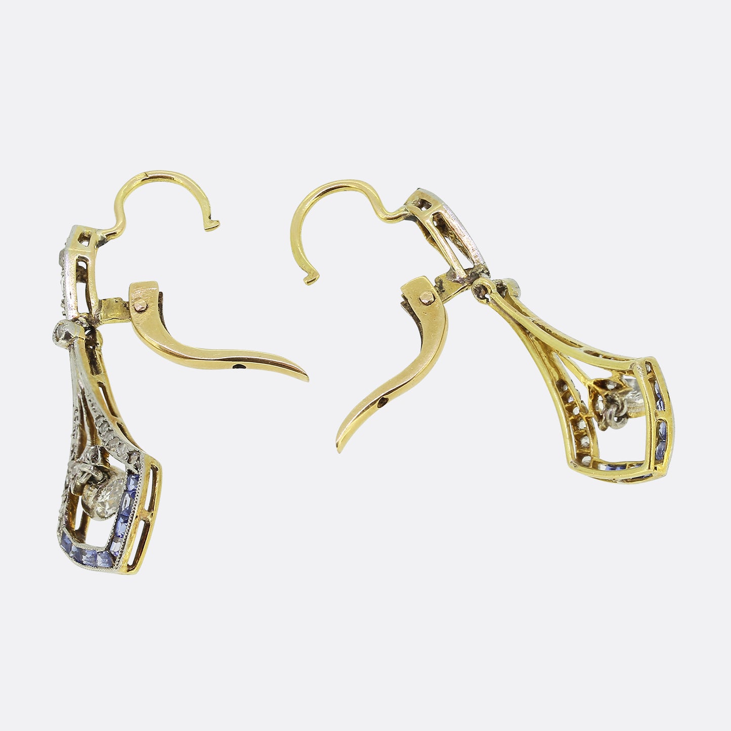 Art Deco Sapphire and Diamond Drop Earrings