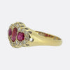 Early 20th Century Burmese Ruby Three-Stone and Diamond Ring