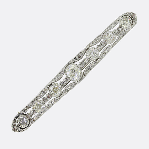 Edwardian Old Cut Diamond Bar Brooch