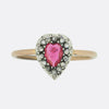 Victorian Spinel and Diamond Heart Ring
