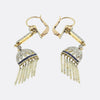 Art Deco Pearl, Diamond and Sapphire Tassel Drop Earrings