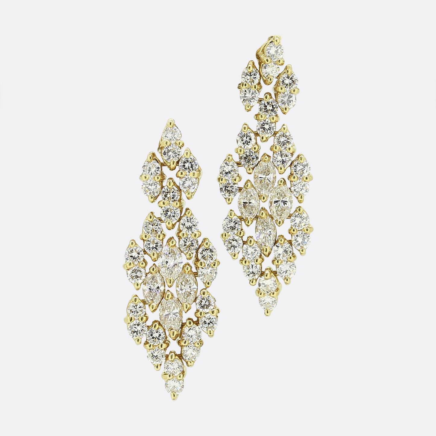 Vintage Diamond Cluster Drop Earrings