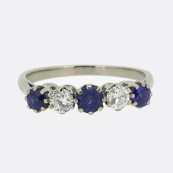 Vintage Sapphire and Diamond Five-Stone Ring