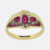 Early 20th Century Burmese Ruby Three-Stone and Diamond Ring