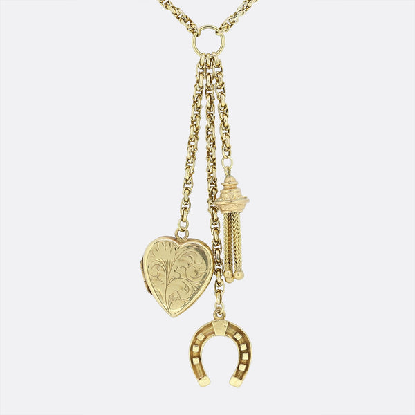 Vintage Horsehoe and Heart Charm Necklace