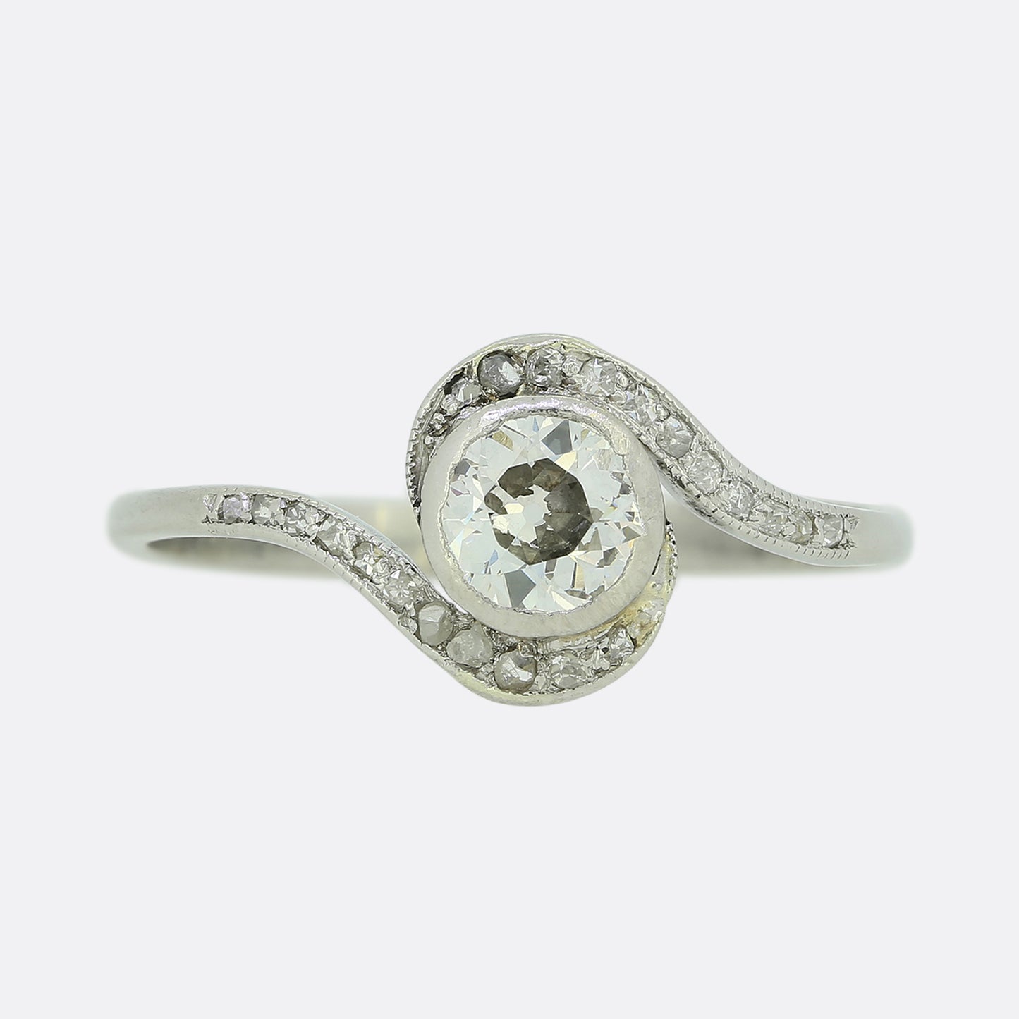 0.50 Carat Old Cut Diamond Solitaire Twist Ring