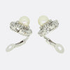 Mid Century Cultured Pearl and Diamond Earrings