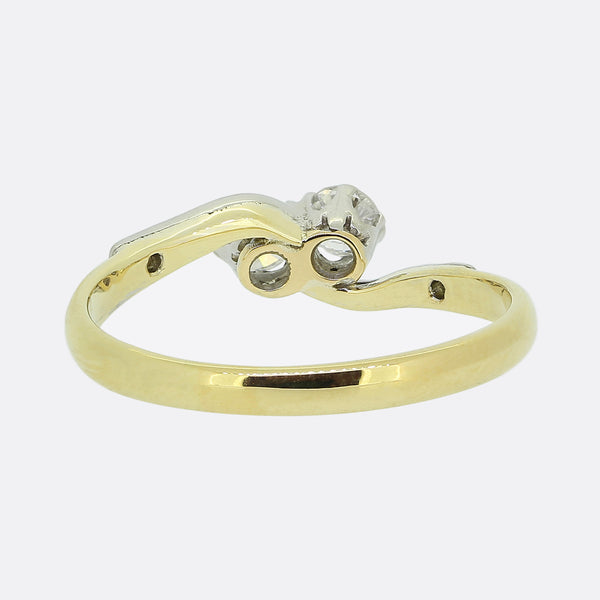 Vintage 0.40 Carat Two-Stone Diamond Crossover Ring