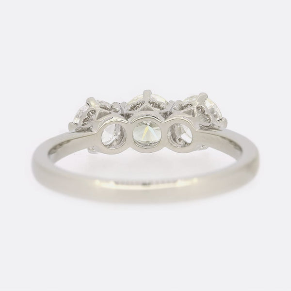 1.23 Carat Round Brilliant Cut Diamond Trilogy Ring