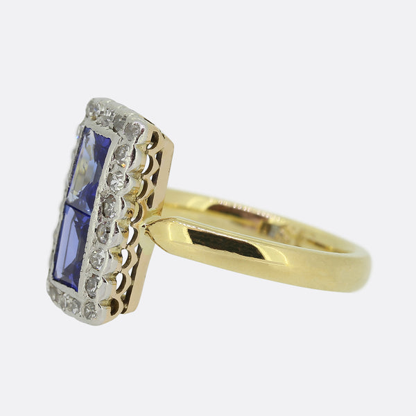 Art Deco Sapphire and Diamond Tablet Ring