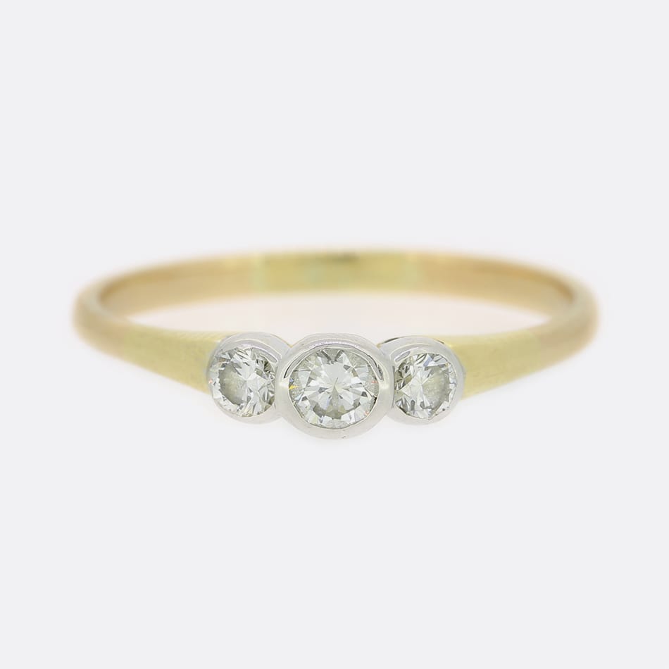 Vintage Three Stone 0.30 Carat Diamond Ring