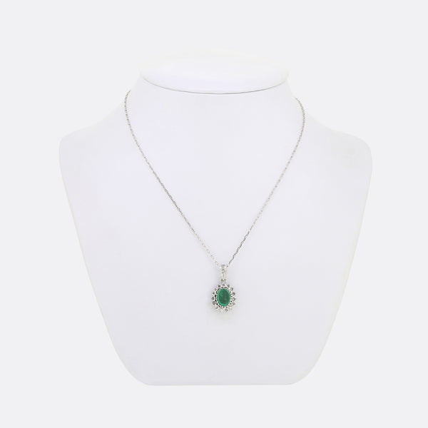 Emerald and Diamond Cluster Necklace