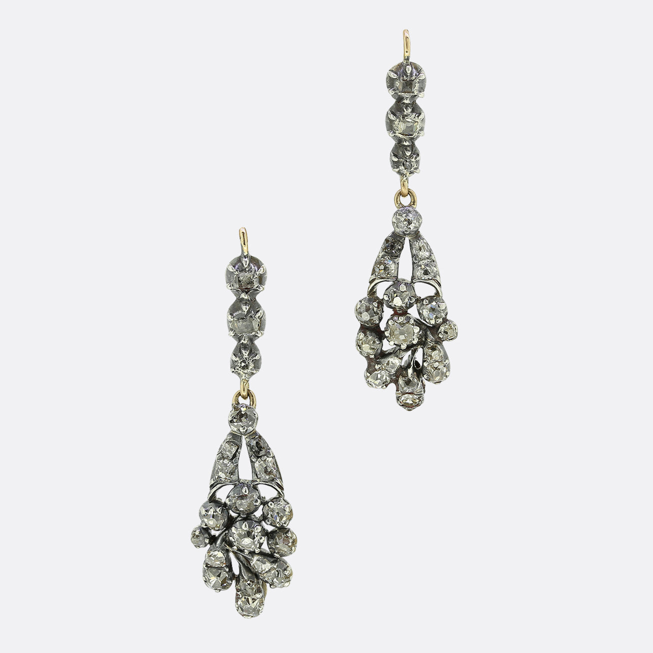 Georgian Old Cut Diamond Drop Earrings