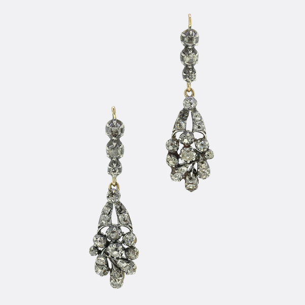 Georgian Old Cut Diamond Drop Earrings
