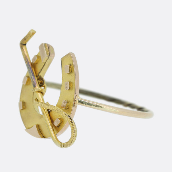 Victorian Horseshoe and Riding Crop Ring