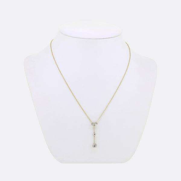 Antique Old Cut Diamond Drop Necklace