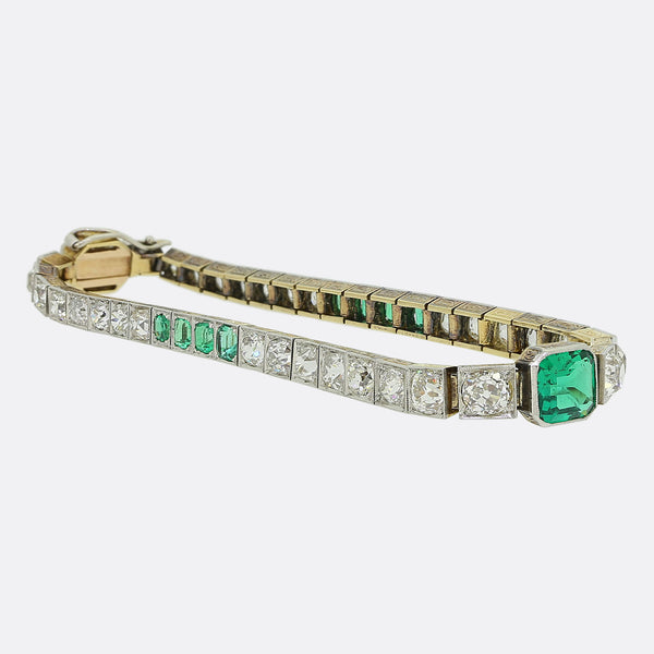 Art Deco Emerald and Diamond Bracelet