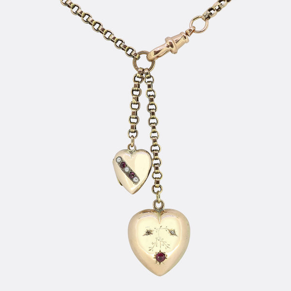 Vintage Bleeding Heart Charm Necklace