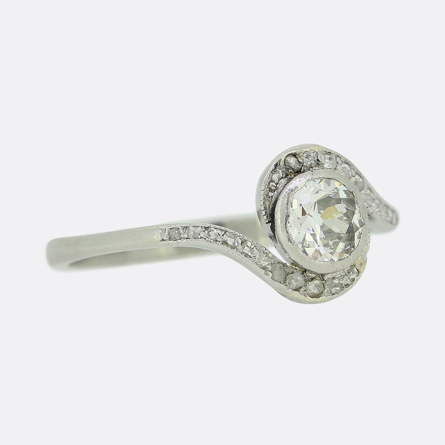 0.50 Carat Old Cut Diamond Solitaire Twist Ring