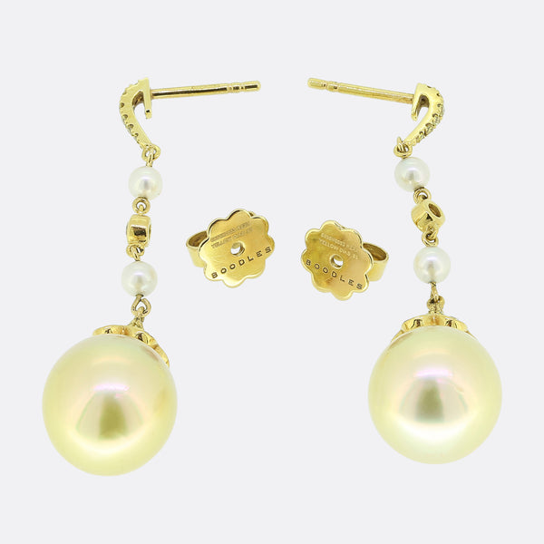 Boodles Yellow Diamond and Pearl Drop Earrings