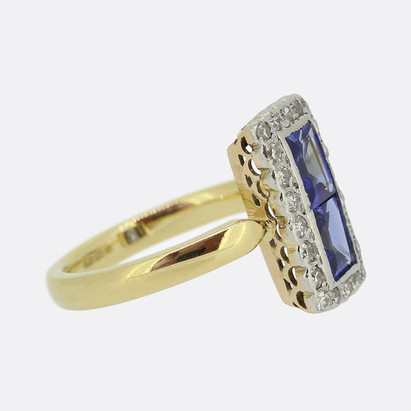 Art Deco Sapphire and Diamond Tablet Ring