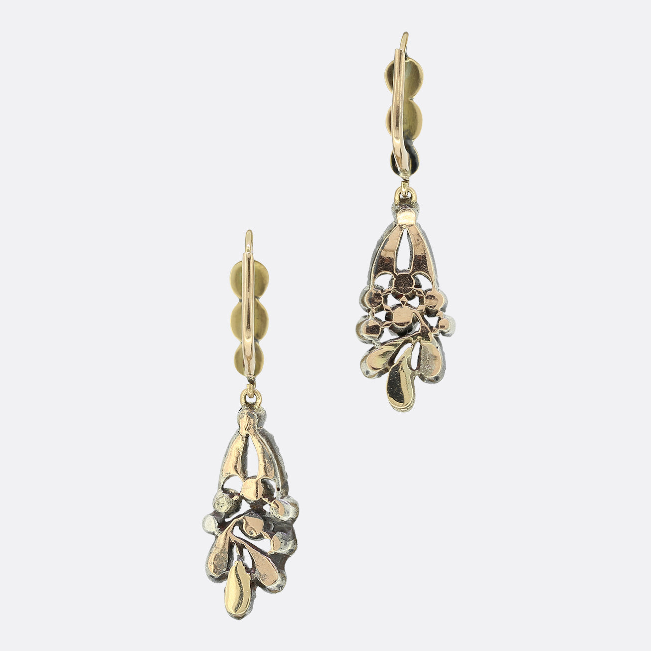 Georgian Old Cut Diamond Drop Earrings