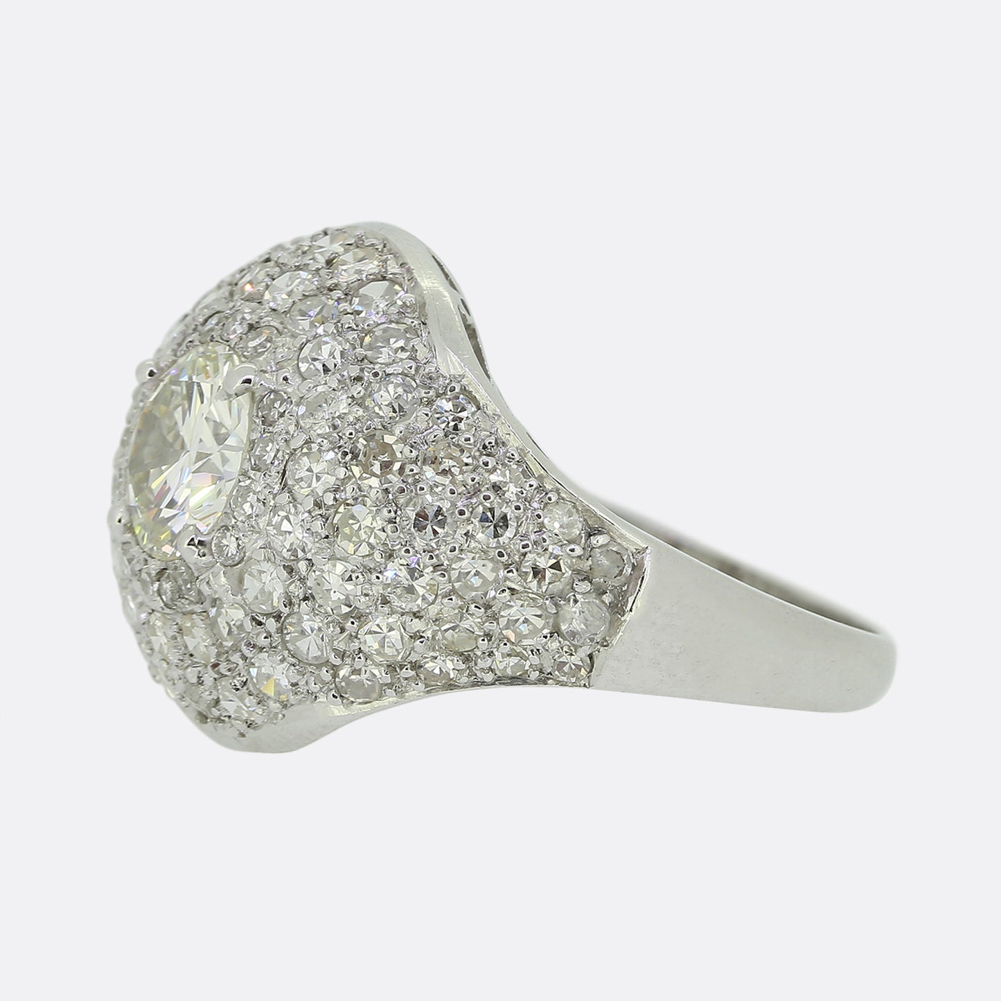 Vintage 0.90 Carat Diamond Bombe Ring