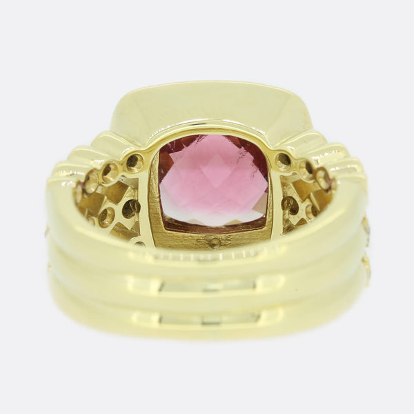 3.10 Carat Pink Tourmaline and Diamond Cluster Ring