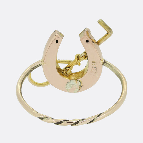 Victorian Horseshoe and Riding Crop Ring