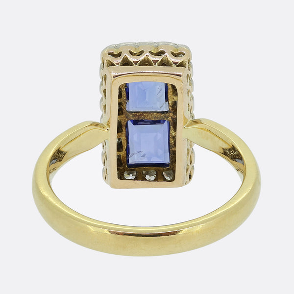 Art Deco Sapphire and Diamond Tablet Ring