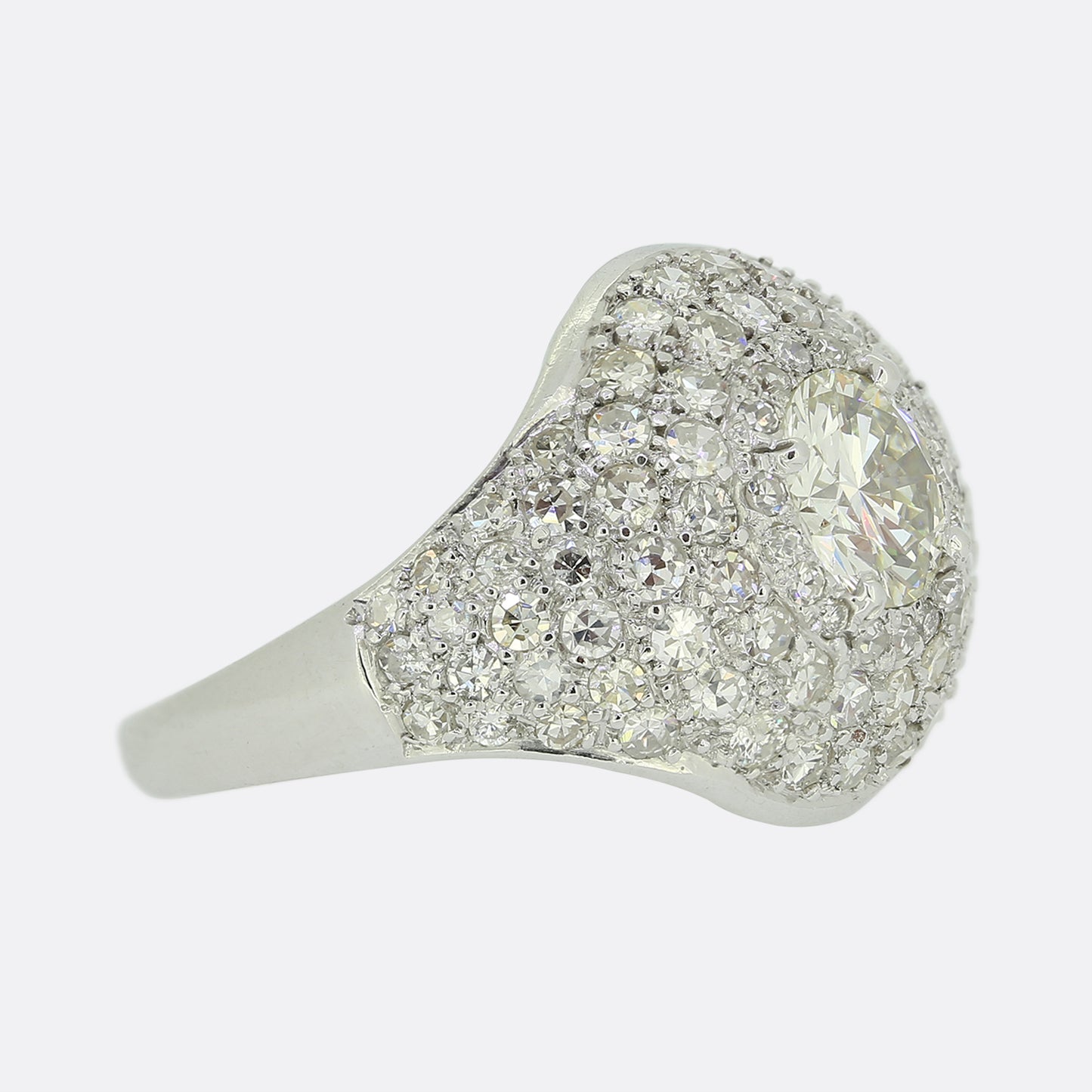 Vintage 0.90 Carat Diamond Bombe Ring