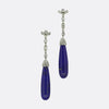 Art Deco Lapis Lazuli and Diamond Drop Earrings