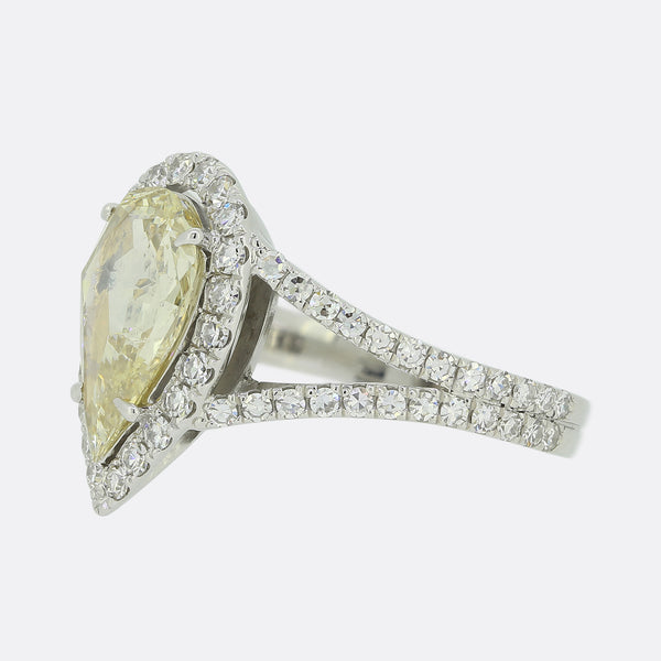 2.00 Carat Fancy Yellow Diamond Halo Ring