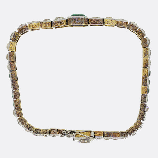 Art Deco Emerald and Diamond Bracelet