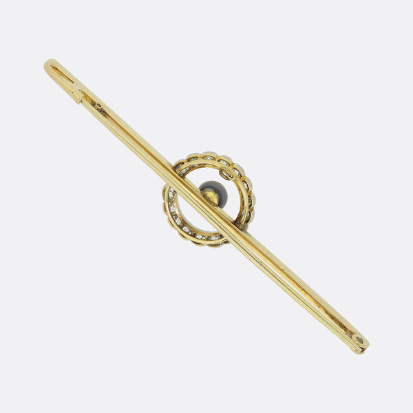Edwardian Black Pearl Bar Brooch